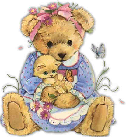 Teddy bear with her kitty