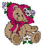 Bear wearing maroon bonnet