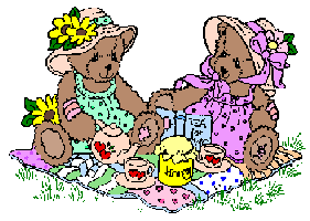 Bears having a picnic